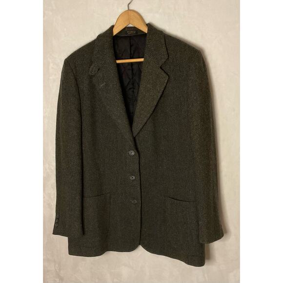 LL Bean Women's Vintage Herringbone Wool Thinsulate Quilted Lining Blazer Sz 16R - Picture 1 of 7